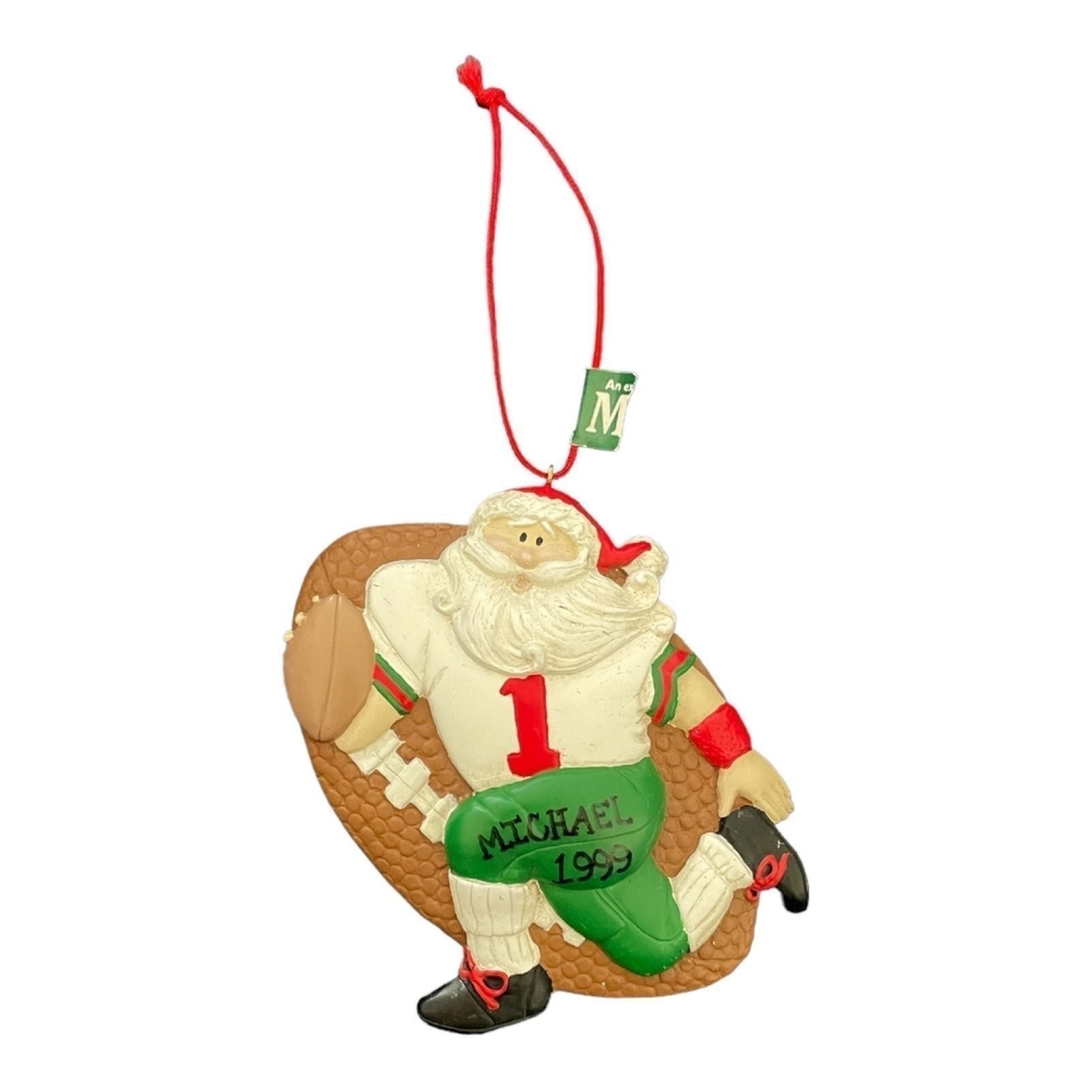 Vintage Football Player Santa Christmas Ornament NFL Fans Gift Xmas Decor